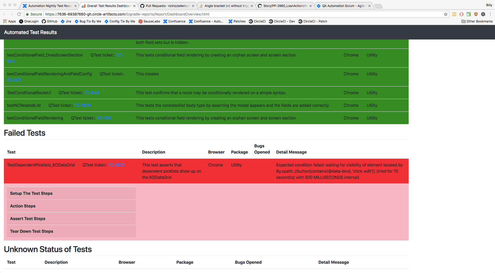 The original QA dashboard: dense rows flooded with red and green, and desktop-only.